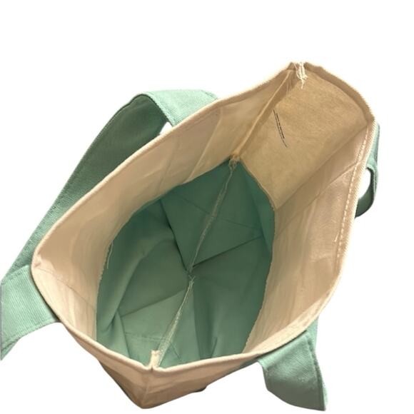 Trader Joe's  Mini Canvas Tote Bag Pastel green Limited Edition  market tote - Picture 2 of 4